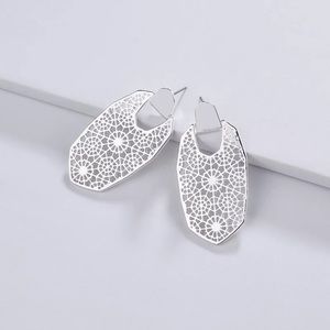 NEW 2.2” Silver Flower Filigree stud drop earring